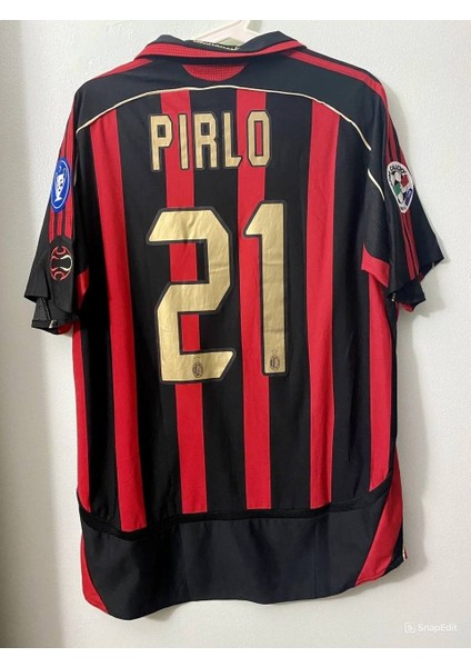 Ac Milan 2008/9 Sezon Retro #21 Pirlo Futbol Çocuk Forması 3'lü Set (Siyah)