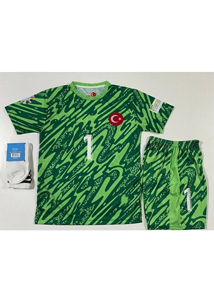 Euro 2024 Türkiye Mert Günok 1 Numara Çocuk Kaleci Forması 3 Lü Set (Yeşil)