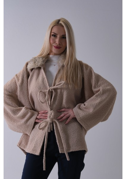 Taş Önü Bağlama Detaylı Yakası Kürklü Panço 47122475.50 fiyatları