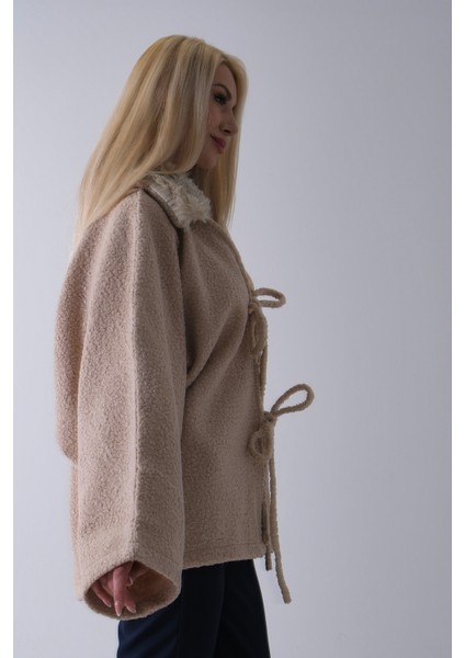 Taş Önü Bağlama Detaylı Yakası Kürklü Panço 47122475.50 indirimleri