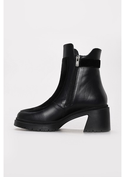 Hakiki Deri Kürklü Kadın Kalın Topuklu Bot 217KZA51-03 fiyatları