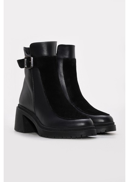 Hakiki Deri Kürklü Kadın Kalın Topuklu Bot 217KZA51-03 fırsatları