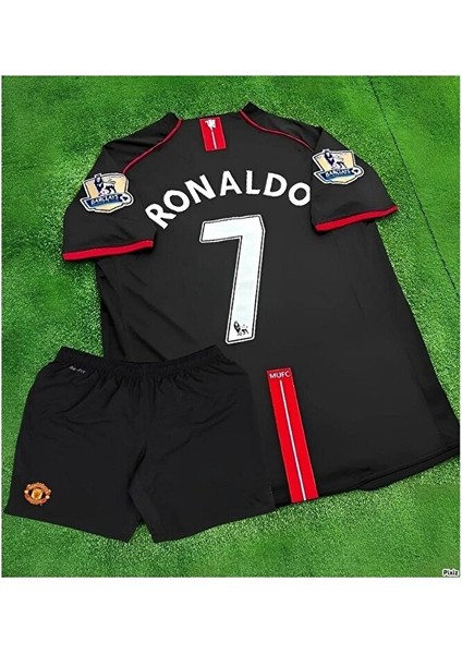 Cristiano Ronaldo Manchester United 2008 Sezonu Çocuk Forması Şort Çorap 3'lü Set (Black)
