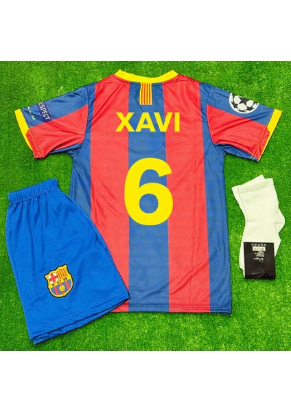 F.c. Barcelona 2010/11 Şampiyonlar Ligi Finali #6 Xavi Çocuk Futbol Forması 3'lü Set