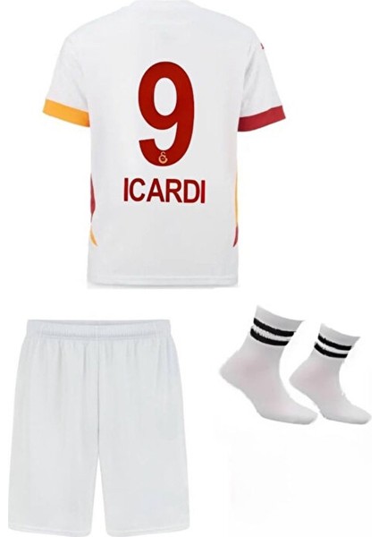 2024/25/GÆLATÂSARÂY.Y I.c.a.r.d.i 9 Deplasman Beyaz Çocuk Forması 3'lü Set T-Shirt fiyatları