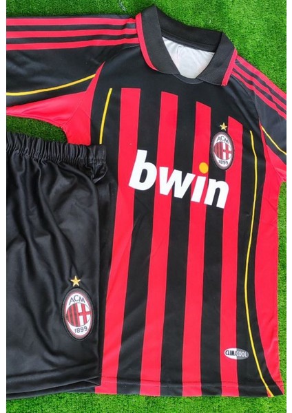 Ac Milan 2008/9 Sezon Retro Futbol Çocuk Forması 3'lü Set (Siyah)