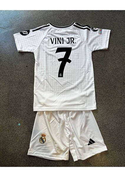 Real Madrid 2024/25 Yeni Sezon Vini Jr Iç Saha Beyaz Çocuk Forması 4'lü Set