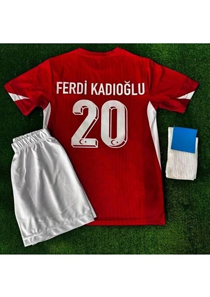 Türkiye EURO2024 Ferdi Kadıoğlu Kırmızı Iç Saha Çocuk Forması 4'lü Set