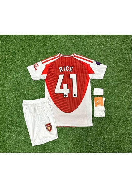 Arsenal 2025-26 Yeni Sezon Declan Rice Iç Saha Çocuk Forması 4lü Set modelleri