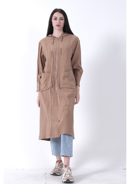 Camel Çift Cep Detaylı Fermuar Kapamalı Kapüşonlu Kap 44510684.09 fırsatları