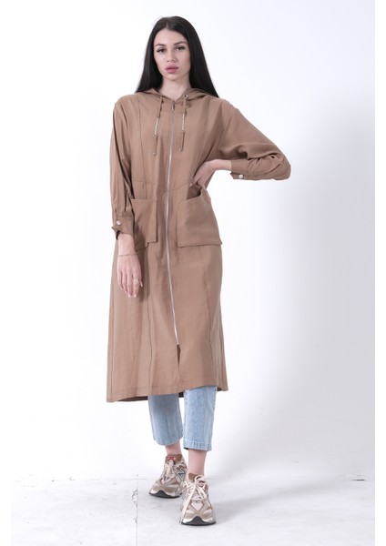 Camel Çift Cep Detaylı Fermuar Kapamalı Kapüşonlu Kap 44510684.09 indirimleri