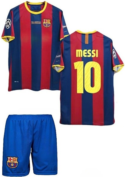 F.c. Barcelona 2010/11 Şampiyonlar Ligi Finali #10 Lionel Messi Çocuk Futbol Forması 3'lü Set