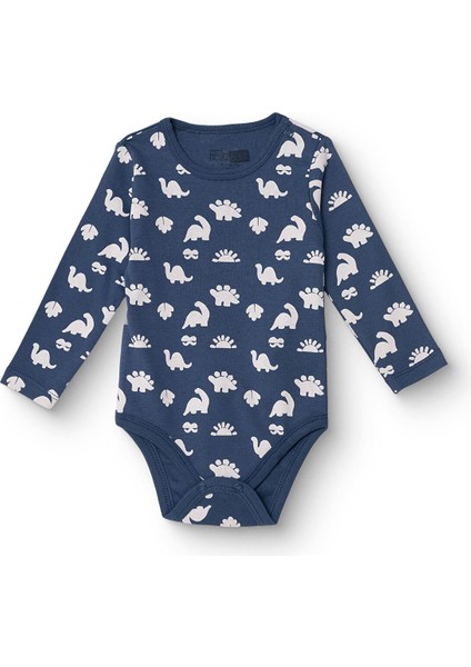 Erkek Bebek Uzun Kol Body Ribana Çıtçıtlı Yaka