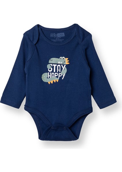 Erkek Bebek Uzun Kol Body Ribana Zarf Yaka Uzun Kol