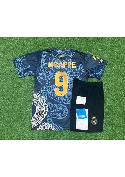 Real Madrid 2024/25 Yeni Sezon Kylian Mbappe Dragon Desenli Çocuk Forması 4'lü Set modelleri