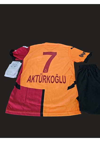 Kerem. Aktürkoğlu. 7 Sarı-Kırmızı .galatasaray. Iç Saha Parçalı Çocuk Forması Forma+Şort+Çorap