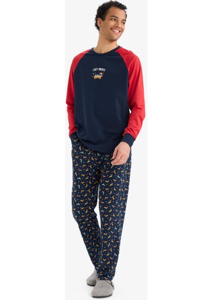 Pijama Takımı Regular Fit Baskılı Uzun Kollu Üst Uzun ALT G2905AX25WN fiyatları