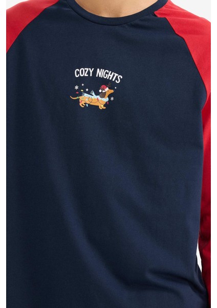 Pijama Takımı Regular Fit Baskılı Uzun Kollu Üst Uzun ALT G2905AX25WN fırsatları