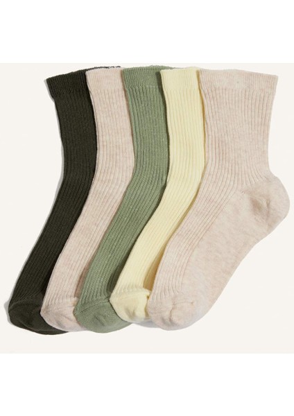 Kız Çocuk 5li Pamuklu Uzun ÇORAP G0236A8NS