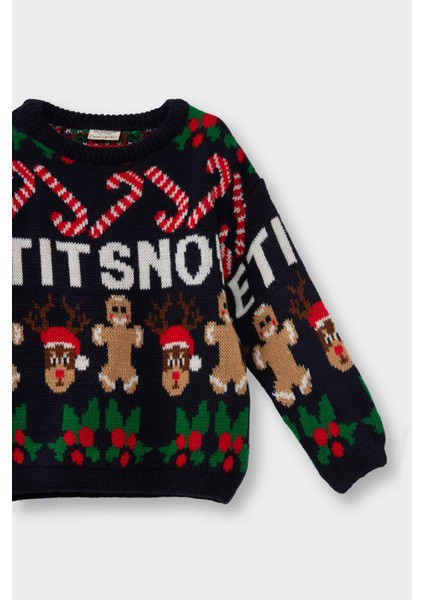 Erkek Bebek Yılbaşı Temalı Triko Kazak F2588A525WN fiyatları