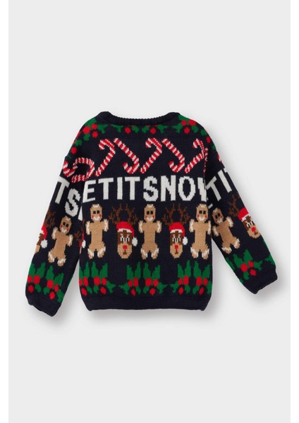 Erkek Bebek Yılbaşı Temalı Triko Kazak F2588A525WN modelleri