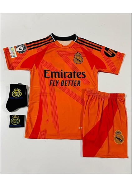Real Madrid 2024-25 Yeni Sezonu Arda Güler Deplasman Turuncu Forması 4'lü Set (Armalı) fiyatları