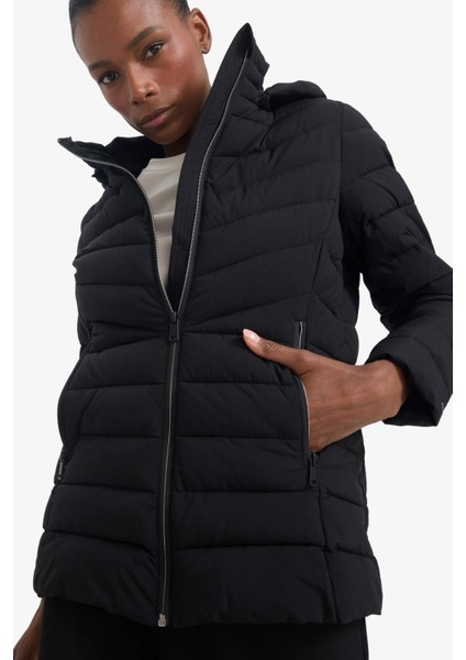 Fit Su İtici Regular Fit Kapüşonlu Fermuarlı Cepli Şişme Mont E9253AX25AU modelleri