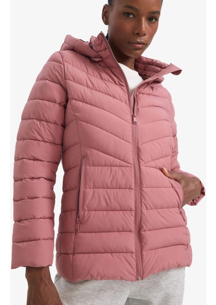 Fit Su İtici Regular Fit Kapüşonlu Fermuarlı Cepli Şişme Mont E9253AX25AU