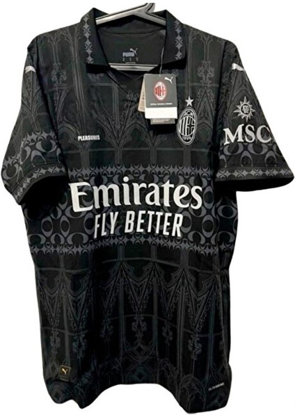 A.c Milan x Pleasures 2023/24 Yeni Sezon Isimsiz Özel Tasarım Konsept Forması Siyah Forma