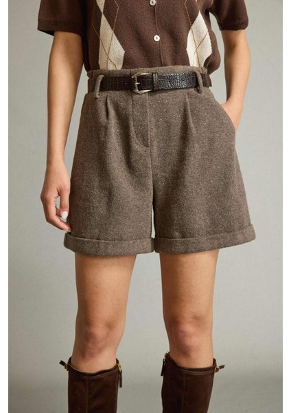 Kemerli Cepli Dokuma Şort G4308AX25WN