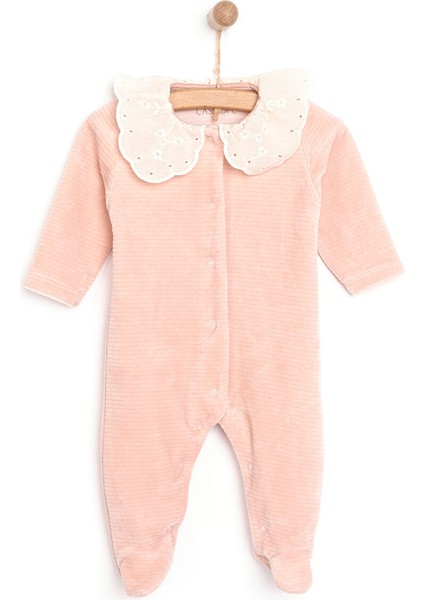 Yenidoğan Perfect Kadife Patikli Tulum Kız Bebek