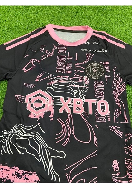 Lionel Messi Inter/miami Özel Tasarım Çocuk Siyah Pembe Desenli Forması (Şort Çorap Forma) modelleri