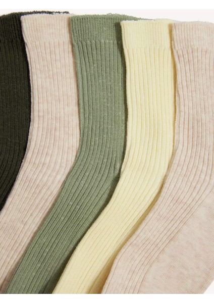 Kız Çocuk 5'li Pamuklu Uzun Çorap G0236A8NS modelleri