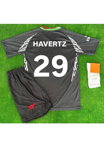 Arsenal Siyah #29 Kai Havertz Çocuk Isimsiz Futbol Forması
