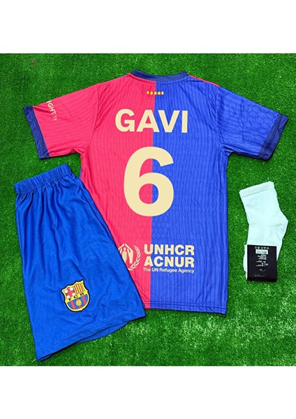 B'arcelona #6 Gavi Yeni Sezon Iç Saha Çocuk Forması 3lü Set modelleri