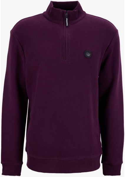 D5WM-SWT3941 Mürdüm Dik Yaka Relaxed Düz Erkek Sweatshırt fiyatları