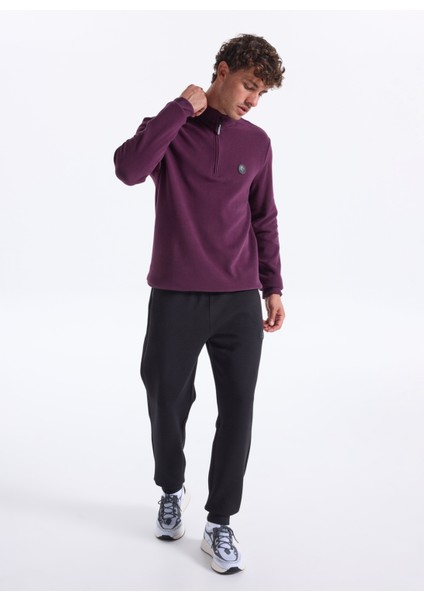 D5WM-SWT3941 Mürdüm Dik Yaka Relaxed Düz Erkek Sweatshırt indirimleri