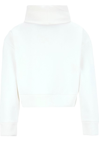 Balıkçı Yaka Nakışlı Beyaz Kadın Sweatshırt F5WL-SWT0233 modelleri