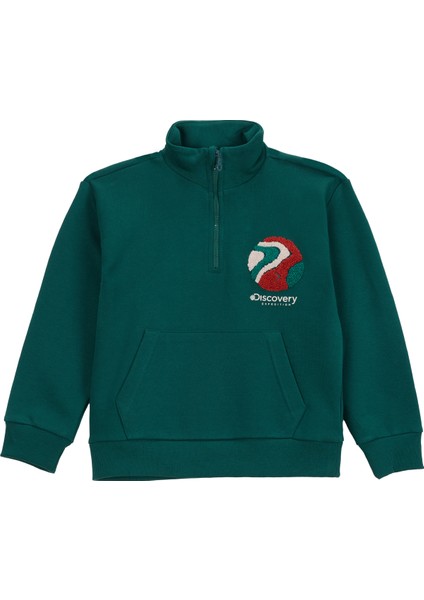 Baskılı Erkek Çocuk Koyu Yeşil Sweatshırt D5WB-SWT3047