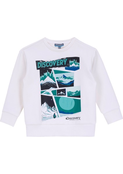 Baskılı Erkek Çocuk Kırık Beyaz Sweatshırt D5WB-SWT3018