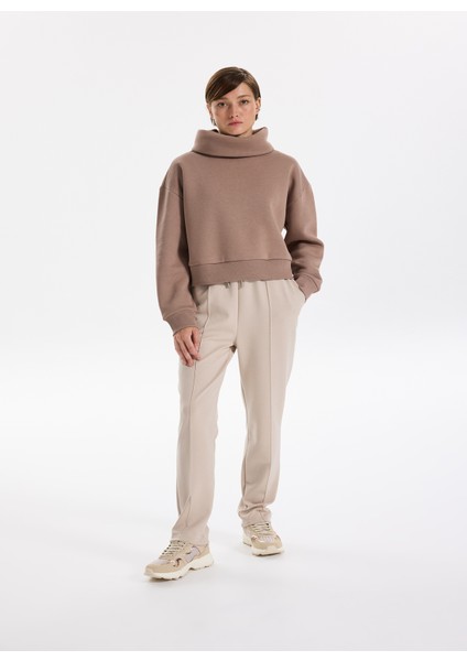 Balıkçı Yaka Düz Vizon Kadın Sweatshırt Veja-Y fiyatları