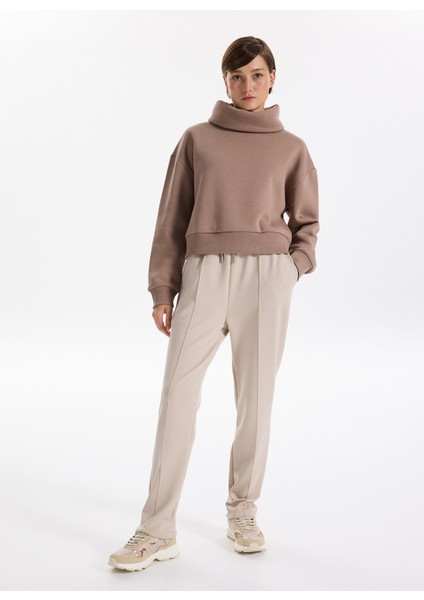 Balıkçı Yaka Düz Vizon Kadın Sweatshırt Veja-Y modelleri