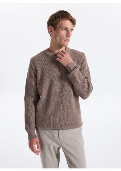 Bisiklet Yaka Regular Fit Düz Vizon Erkek Kazak FC4WM-KZK 2599.