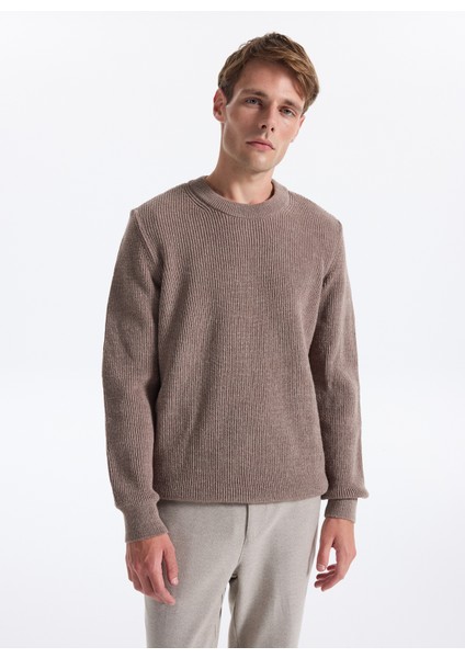 Bisiklet Yaka Regular Fit Düz Vizon Erkek Kazak FC4WM-KZK 2599. modelleri