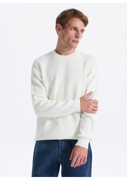 Bisiklet Yaka Regular Fit Düz Ekru Erkek Kazak FC4WM-KZK 2599.