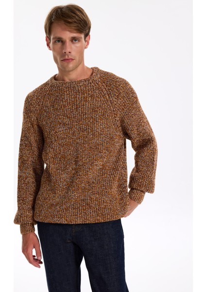 Bisiklet Yaka Relaxed Düz Kiremit Erkek Kazak J4WM-KZK4450