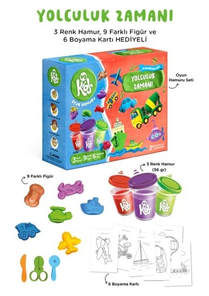 Yolculuk Zamanı Oyun Hamuru Seti (18 Parça - 352 Gr)