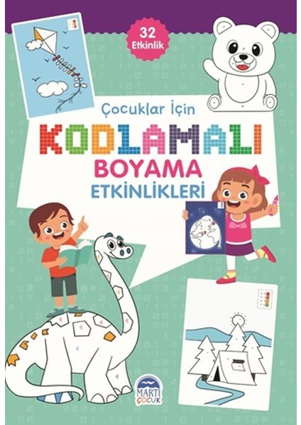 Çocuklar Için Kodlamalı Boyama Etkinlikleri - Yeşil - 32 Etkinlik
