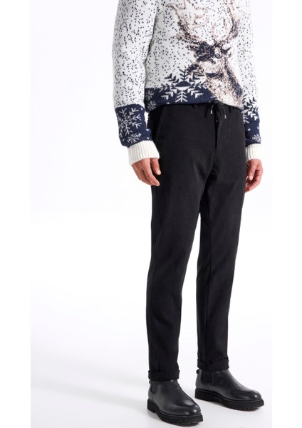 Bağlamalı Bel Duble Paça Jogger Siyah Erkek Pantolon F5WM-PNT 2537 fiyatları