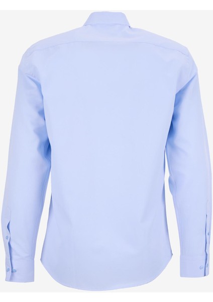 Slim Fit Gömlek Yaka Armürlü Mavi Erkek Gömlek Maydos-Y 303 modelleri